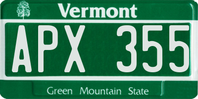 VT license plate APX355