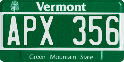 VT license plate APX356