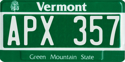 VT license plate APX357