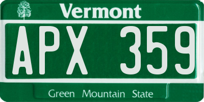 VT license plate APX359