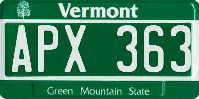 VT license plate APX363