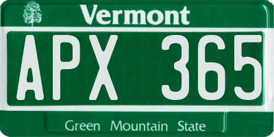 VT license plate APX365