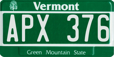 VT license plate APX376