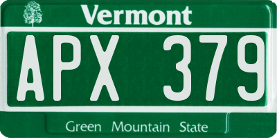 VT license plate APX379
