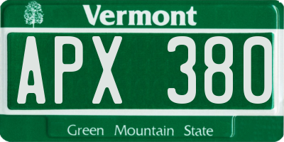 VT license plate APX380