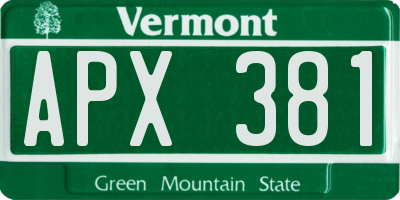 VT license plate APX381
