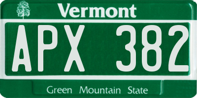 VT license plate APX382