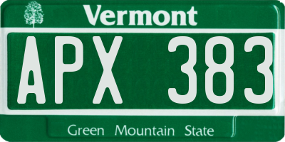 VT license plate APX383