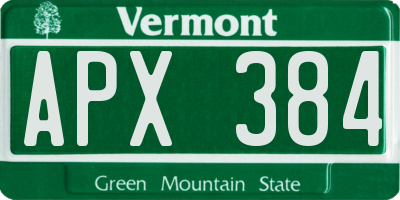VT license plate APX384