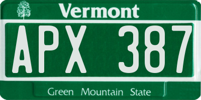 VT license plate APX387