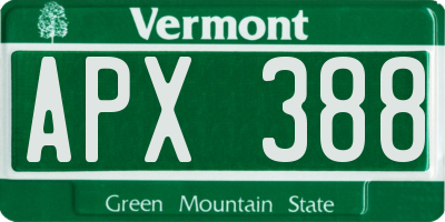 VT license plate APX388