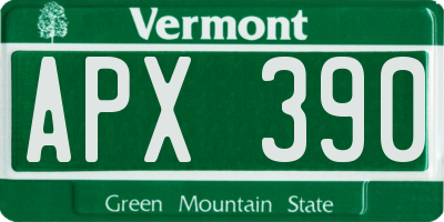 VT license plate APX390