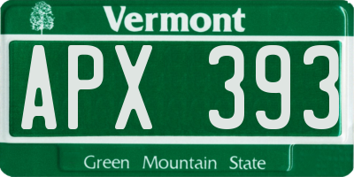 VT license plate APX393