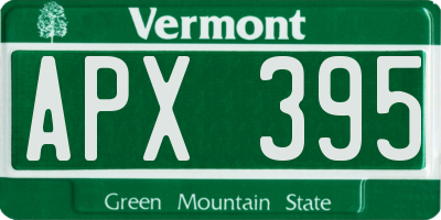 VT license plate APX395