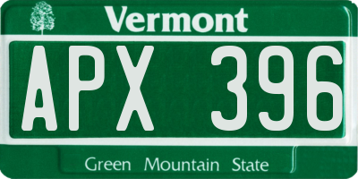 VT license plate APX396
