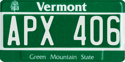VT license plate APX406