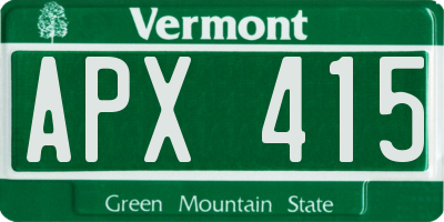 VT license plate APX415