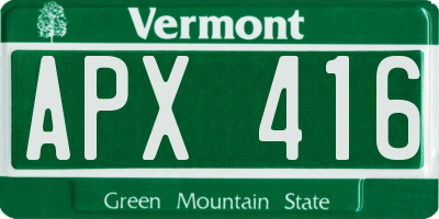 VT license plate APX416
