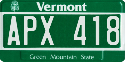VT license plate APX418