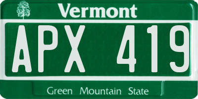 VT license plate APX419
