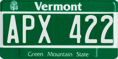 VT license plate APX422