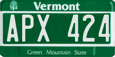 VT license plate APX424