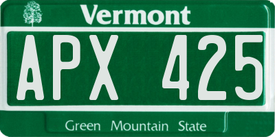 VT license plate APX425