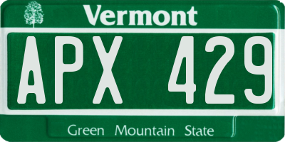 VT license plate APX429