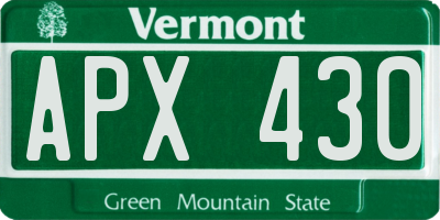 VT license plate APX430
