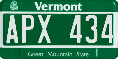 VT license plate APX434