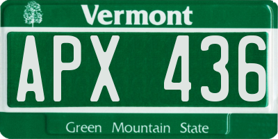 VT license plate APX436