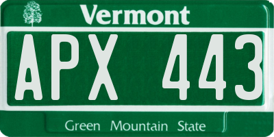 VT license plate APX443
