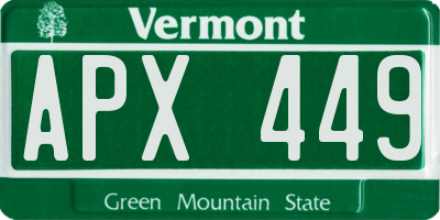 VT license plate APX449
