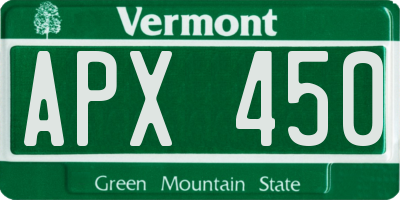 VT license plate APX450