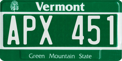 VT license plate APX451