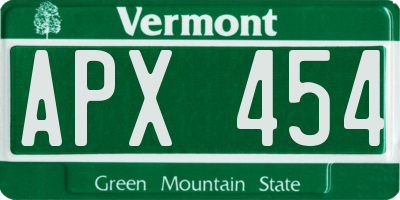 VT license plate APX454