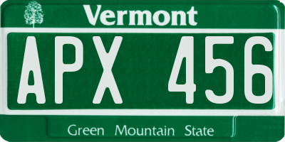 VT license plate APX456