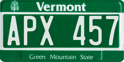 VT license plate APX457