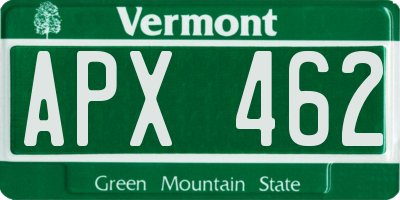 VT license plate APX462