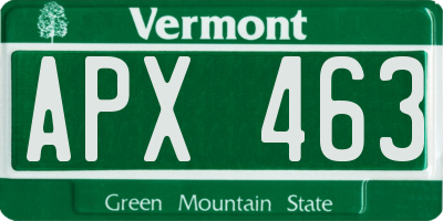VT license plate APX463