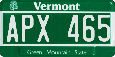VT license plate APX465