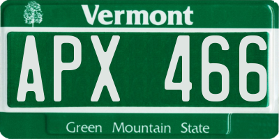 VT license plate APX466