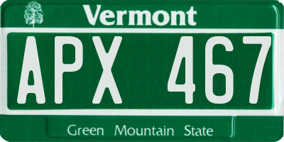 VT license plate APX467