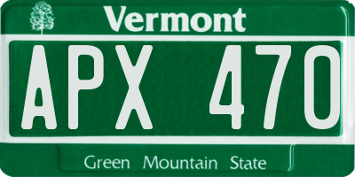 VT license plate APX470
