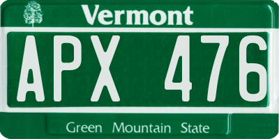 VT license plate APX476