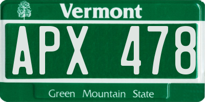 VT license plate APX478