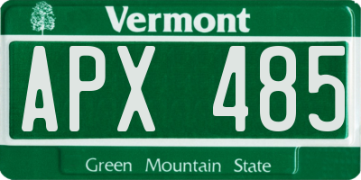 VT license plate APX485