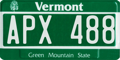 VT license plate APX488