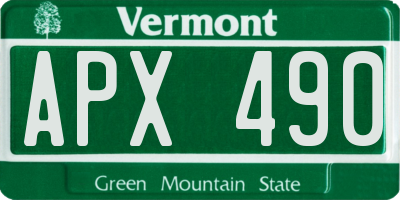 VT license plate APX490