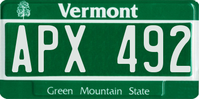 VT license plate APX492